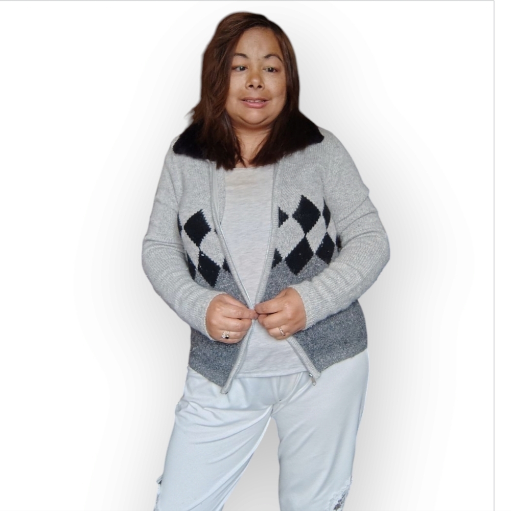 🎊3 FOR $10 HECHTER WOMENS SMALL  ZIP UP LAMBSWOOL CARDIGAN  SWEATER